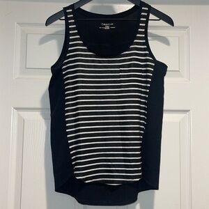 Calvin Klein Black and White Striped Tank Top